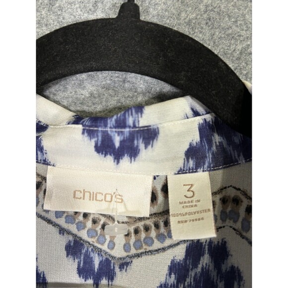 CHICOS Blouse Womens 3 XL Top Short Sleeve Sheer Cuffed Arms V Neck Relax - Picture 3 of 7